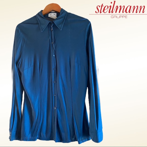 Steilmann Long Sleeve TEAL Button Down Shirt Large - Picture 1 of 9